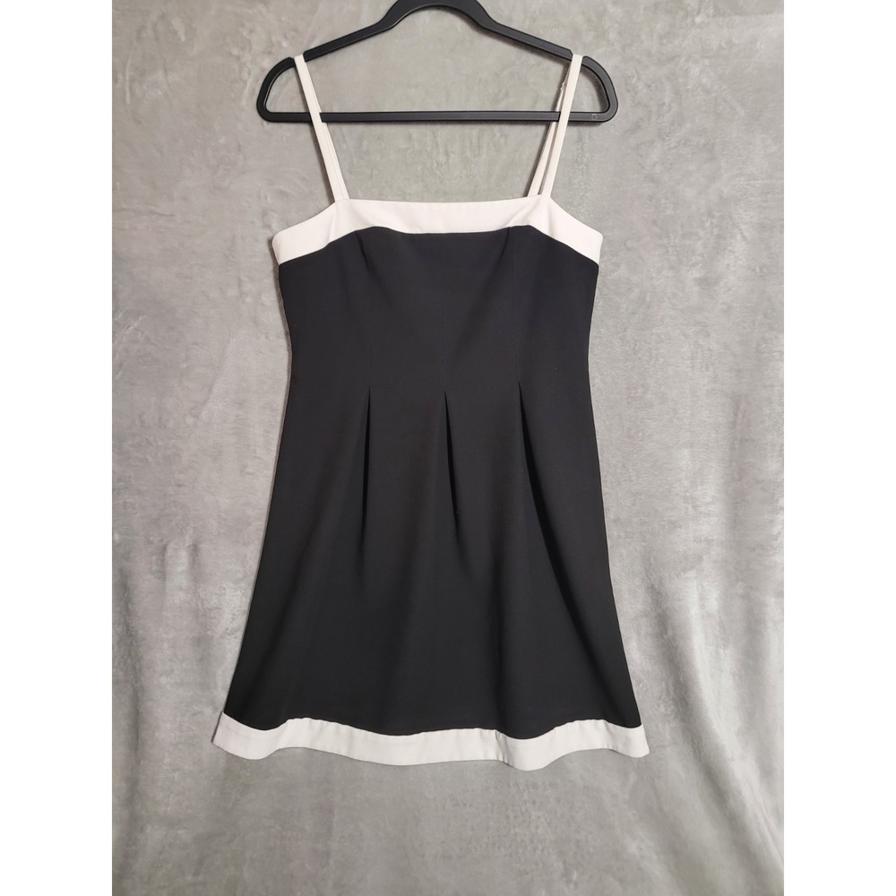WAYF Black Mini Dress With White Trim Details Size L Adjustable Straps Classy